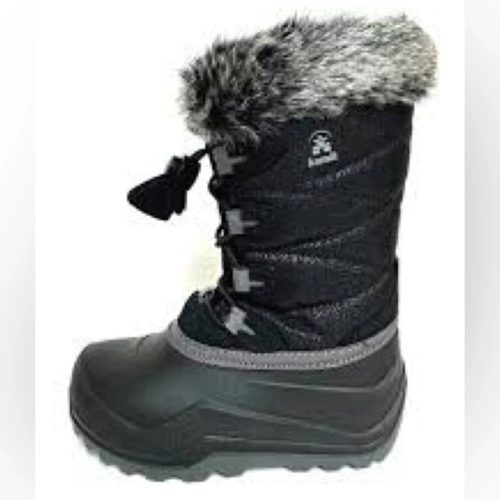 Kamik Black and Silver Faux Fur Snow Boots